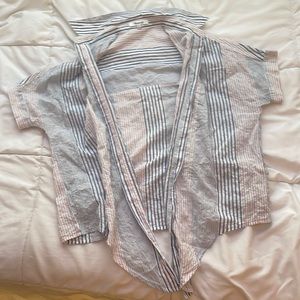 Madewell Striped White Blue and Red Button Up Top Womens XS